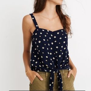 NWOT Madewell | Button-Front Tie Tank in Daisy Dots